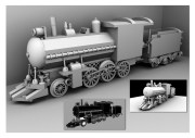 3D model of a toy train - Ambient Occlusion