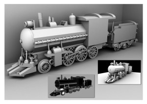3D model of a toy train - Ambient Occlusion